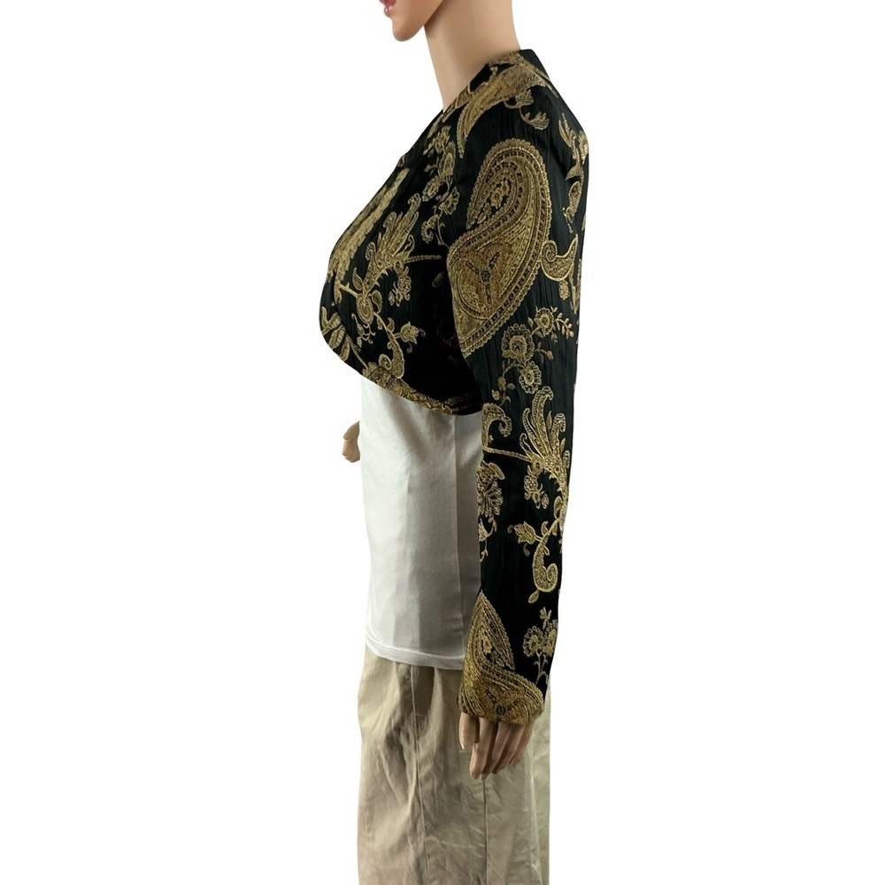Joseph Ribkoff Vintage Paisley Bolero Jacket Black Gold Size 4 - Picture 4 of 7